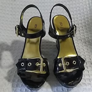 Beautiful black and gold heel wedges